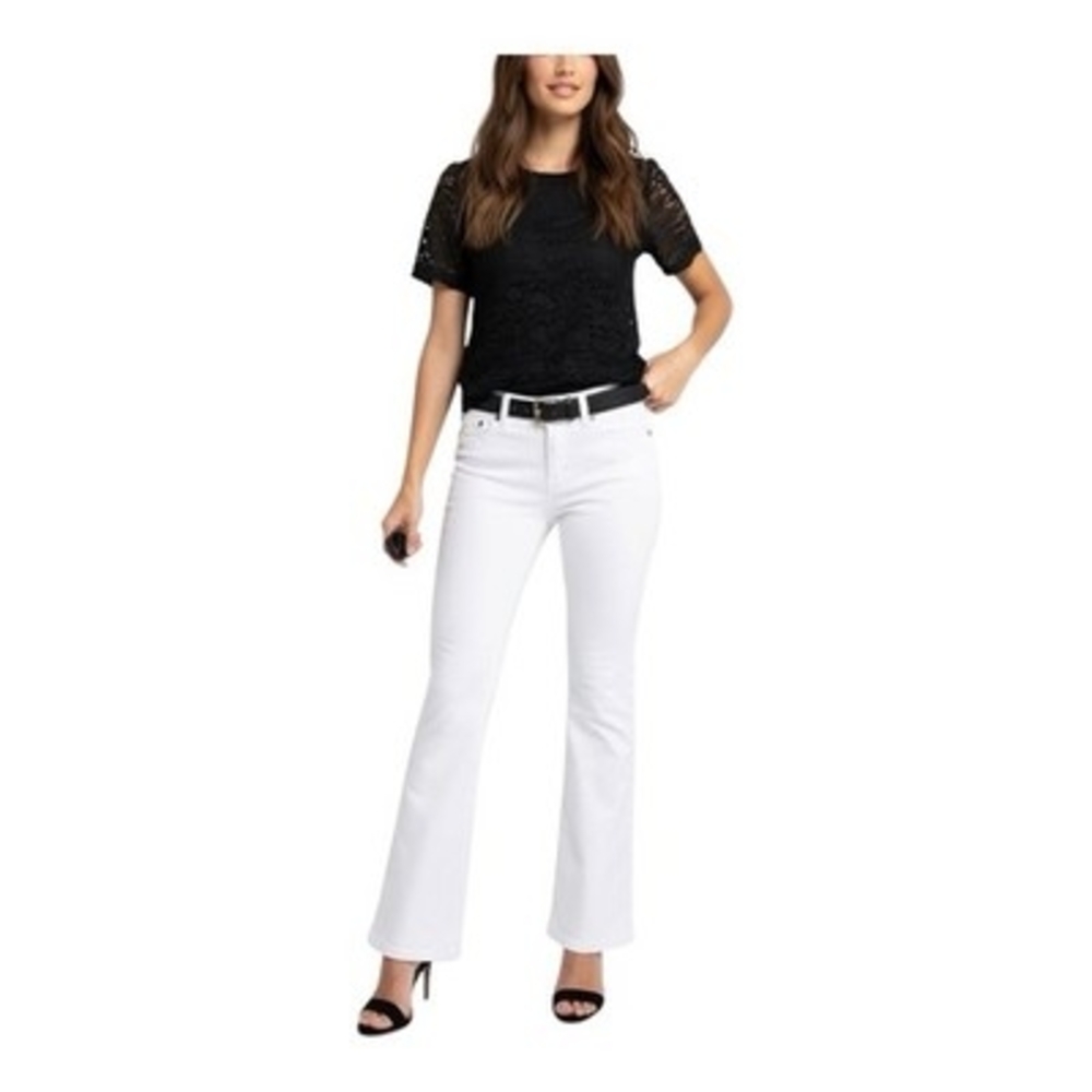 Lee Platinum Label Women's White Bootcut Jeans 14 Midrise Crystal Embellished VG